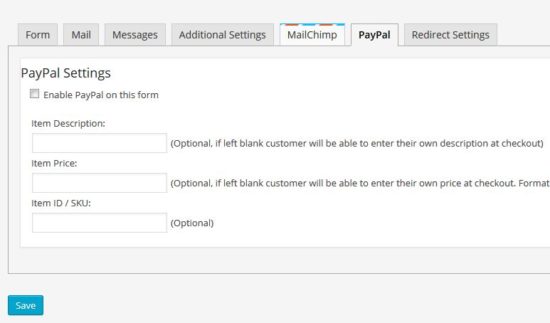 Contact Form 7 Paypal Settings