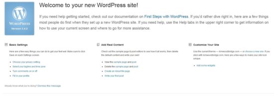 WordPress 3.4 Welcome Screen