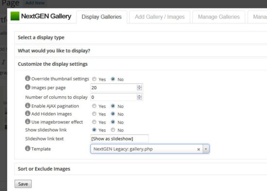 Link NextGen Gallery to a post or page